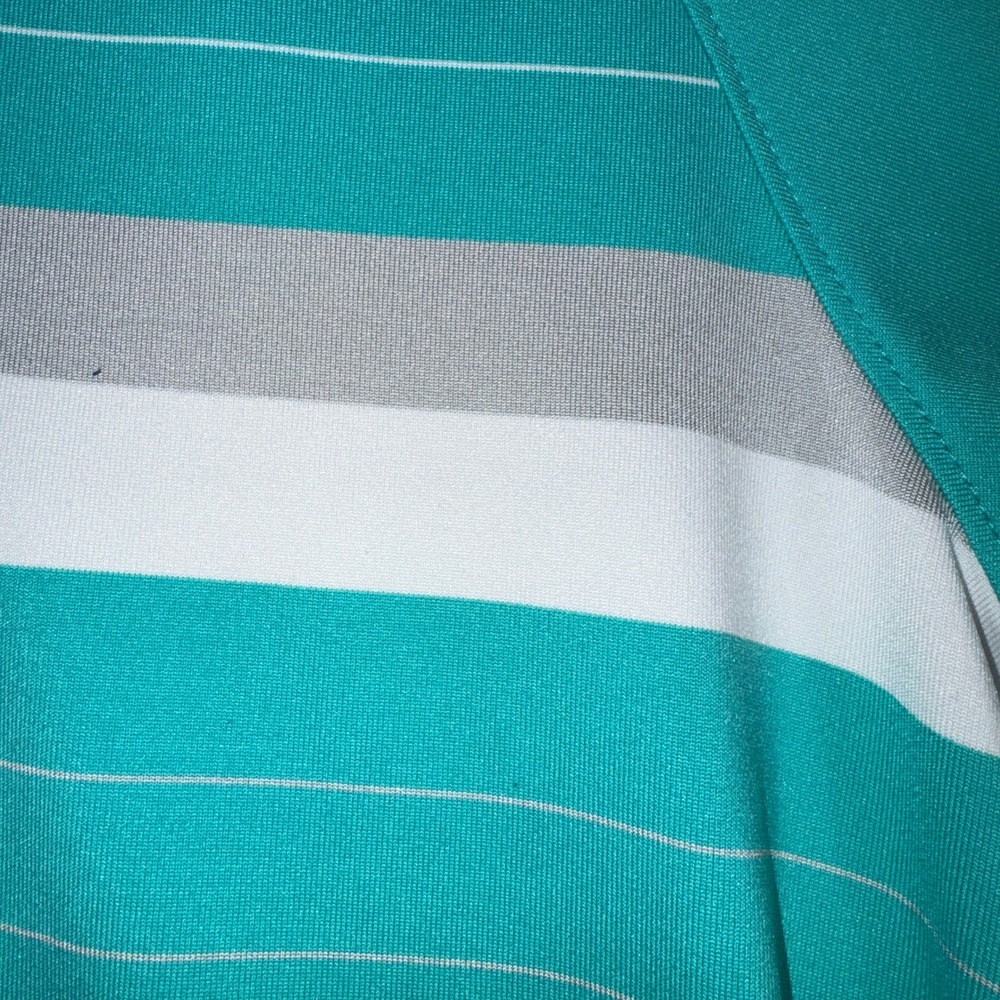 Slazenger Mens XL Golf Polo Shirt Teal Green Striped Performance Short Sleeve - Picture 8 of 12